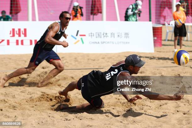 Aye Quincy of France in action with Krou Youssef of France during the match against Sandlie Sorum Christian and Mathias Berntsen of Norway on Day 3...