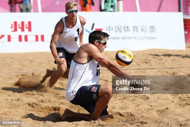 Mathias Berntsen of Norway in action with Sandlie Sorum Christian during the match against Krou Youssef and Aye Quincy of France on Day 3 of 2017...