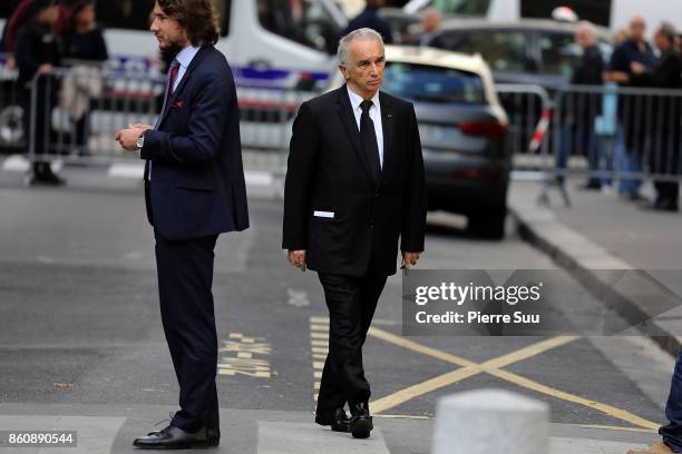 Alain Terzian arrives at ean Rochefort's Funeral At Eglise Saint-Thomas D'Aquin on October 13, 2017 in Paris, France.