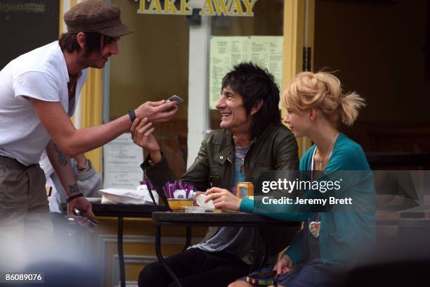 Ronnie Wood and his girlfriend Ekaterina 'Katia' Ivanova spend the afternoon in Primrose Hill on April 21, 2009 in London, England.