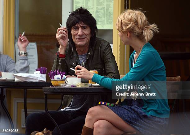 Ronnie Wood and his girlfriend Ekaterina 'Katia' Ivanova spend the afternoon in Primrose Hill on April 21, 2009 in London, England.