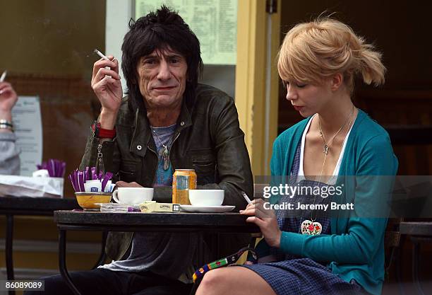 Ronnie Wood and his girlfriend Ekaterina 'Katia' Ivanova spend the afternoon in Primrose Hill on April 21, 2009 in London, England.