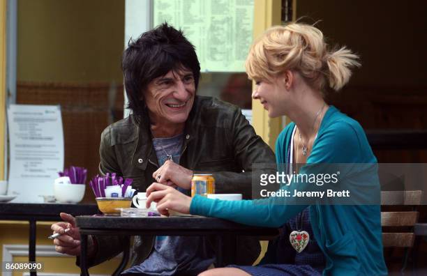 Ronnie Wood and his girlfriend Ekaterina 'Katia' Ivanova spend the afternoon in Primrose Hill on April 21, 2009 in London, England.