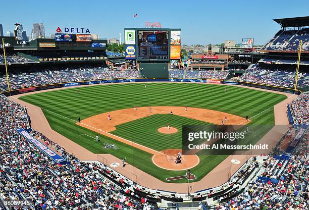 General view as fans of the Atlanta Braves watch play against the Washington Nationals April 12, 2009 at Turner Field in Atlanta, Georgia.