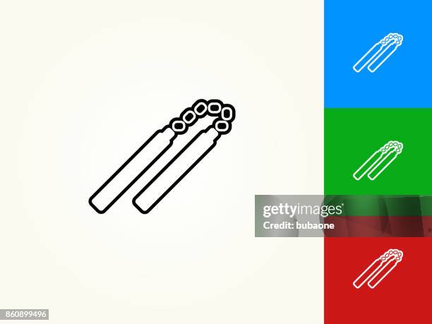 chucks schwarz linearen hub-symbol - nunchucks stock-grafiken, -clipart, -cartoons und -symbole