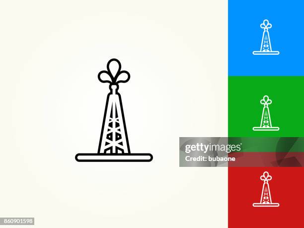 oil drill black stroke linear icon - hydraulic fracturing icons stock illustrations