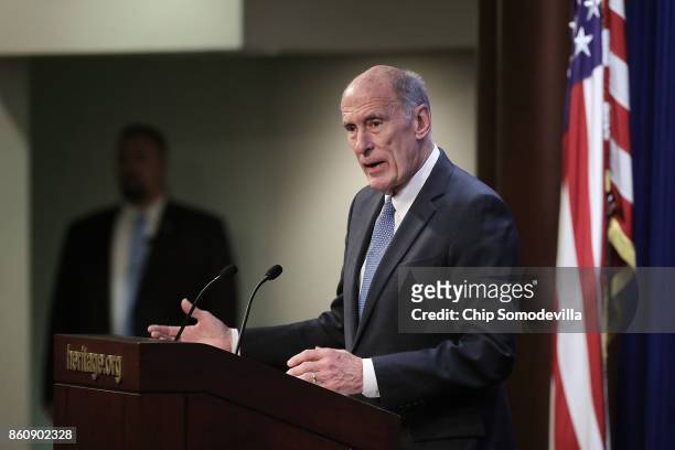 Director of National Intelligence Dan Coats delivers remarks, arguing for the renewal of Section 702 of the Foreign Intelligence Surveillance Act at...