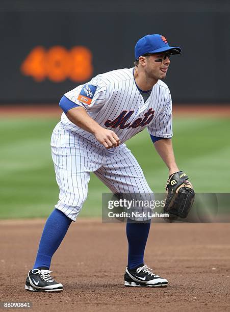David Wright of the New York Mets in the field against the Milwaukee Brewers at Citi Field on April 19, 2009 in the Flushing neighborhood of the...