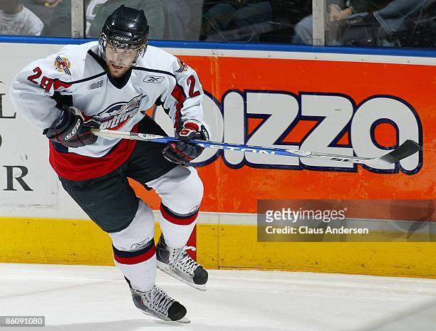 Conor O'Donnell of the Windsor Spitfires skates in Game Four of the Western Conference Final against the London Knights on April 20, 2009 at the John...