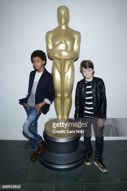 Actor Jaden Michael and actor Oakes Fegley attend The Academy of Motion Picture Arts & Sciences Official Academy Screening of Wonderstruck at MOMA on...