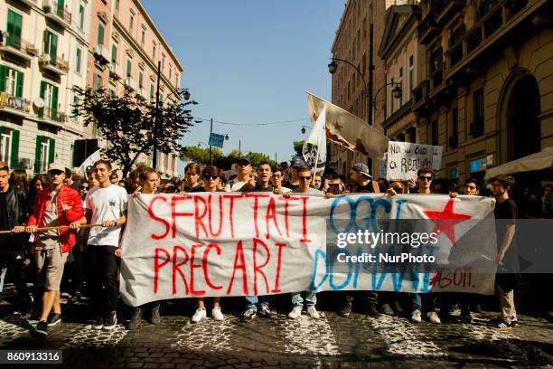 Thousands of students held a demonstration, as part of a nationwide mobilization, to protest against the so-called 'La Buona Scuola' reform, the...