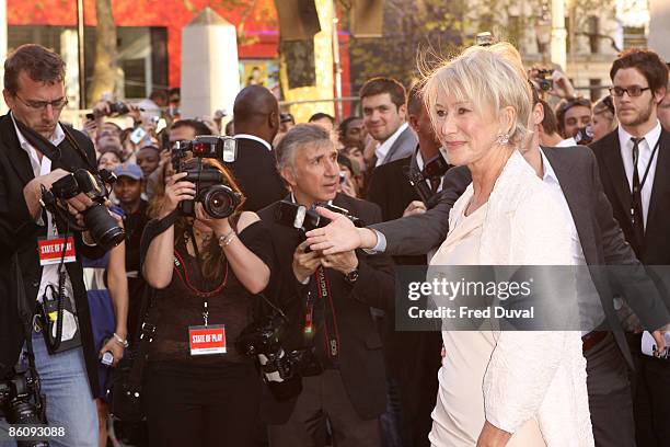 Dame Helen Mirren attends the World Premiere of 'State Of Play' at The Empire Cinema, Leicester Square on April 21, 2009 in London.