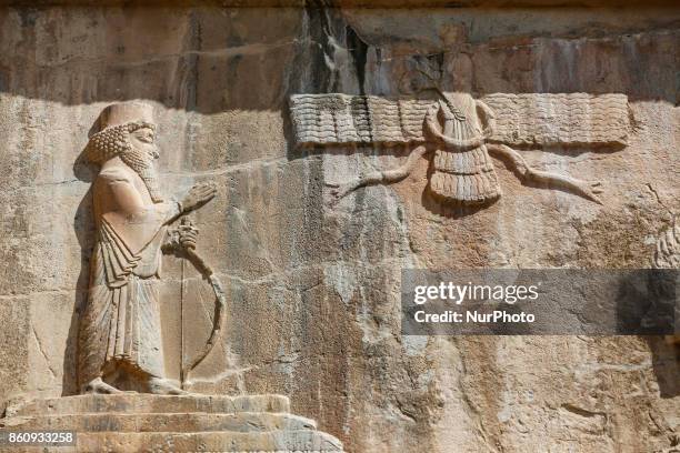 Ancient Persepolis, a capital of the Achaemenid Empire 550 - 330 BC in Iran, a UNESCO world heritage site. . Archaelogical site and ruins of gates...