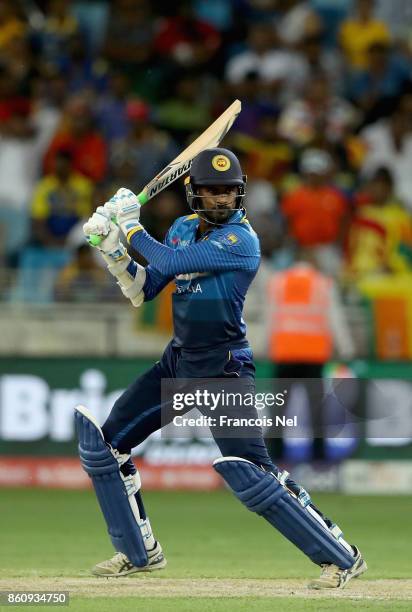 Upul Tharanga of Sri Lanka bats during the first One Day International match between Pakistan and Sri Lanka at Dubai International Stadium on October...