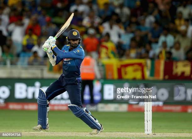 Upul Tharanga of Sri Lanka bats during the first One Day International match between Pakistan and Sri Lanka at Dubai International Stadium on October...