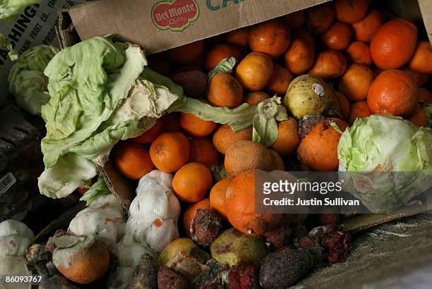 Box of food scraps that will be composted sits at the Norcal Waste Systems transfer station April 21, 2009 in San Francisco, California. Norcal Waste...