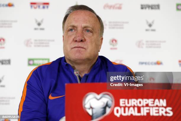 Coach Dick Advocaat of Holland during a training session prior to the FIFA World Cup 2018 qualifying match between Belarus and Netherlands on October...