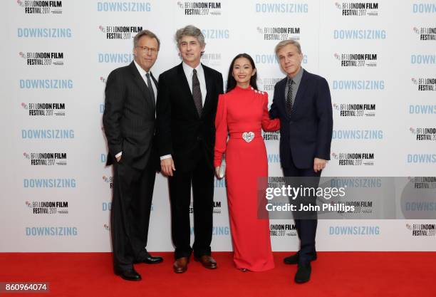 Producer Mark Johnson, director Alexander Payne and actors Hong Chau and Christoph Waltz attend the BFI Patron's Gala and UK Premiere of "Downsizing"...