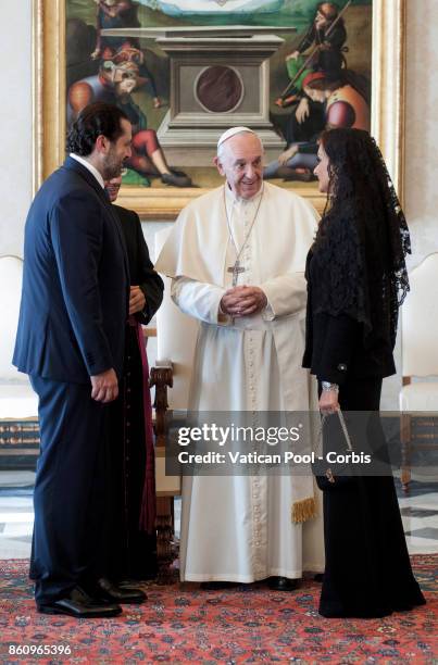 Pope Francis Meets the Lebanon Prime Minister Saad Hariri on October 13, 2017 in Vatican City, Vatican.