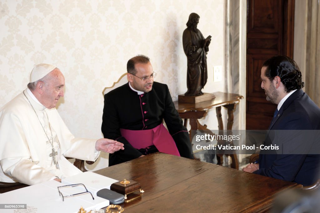 Pope Francis Meets the Lebanon Prime Minister Saad Hariri...