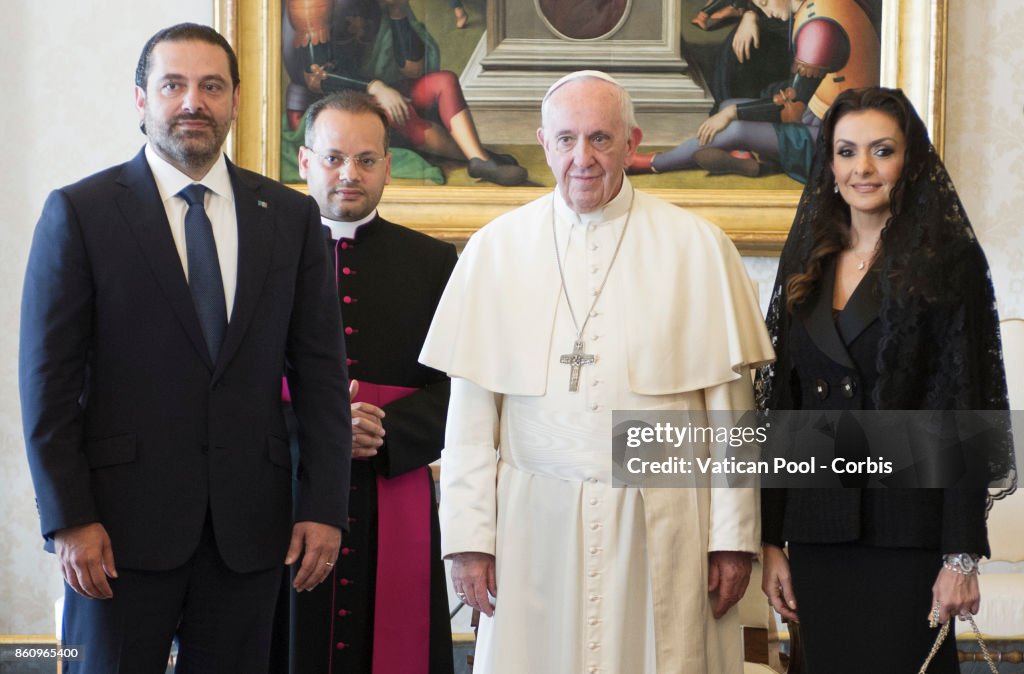 Pope Francis Meets the Lebanon Prime Minister Saad Hariri...