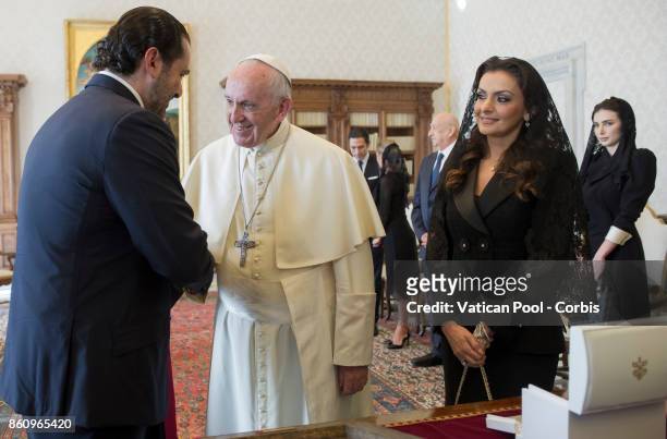 Pope Francis Meets the Lebanon Prime Minister Saad Hariri on October 13, 2017 in Vatican City, Vatican.