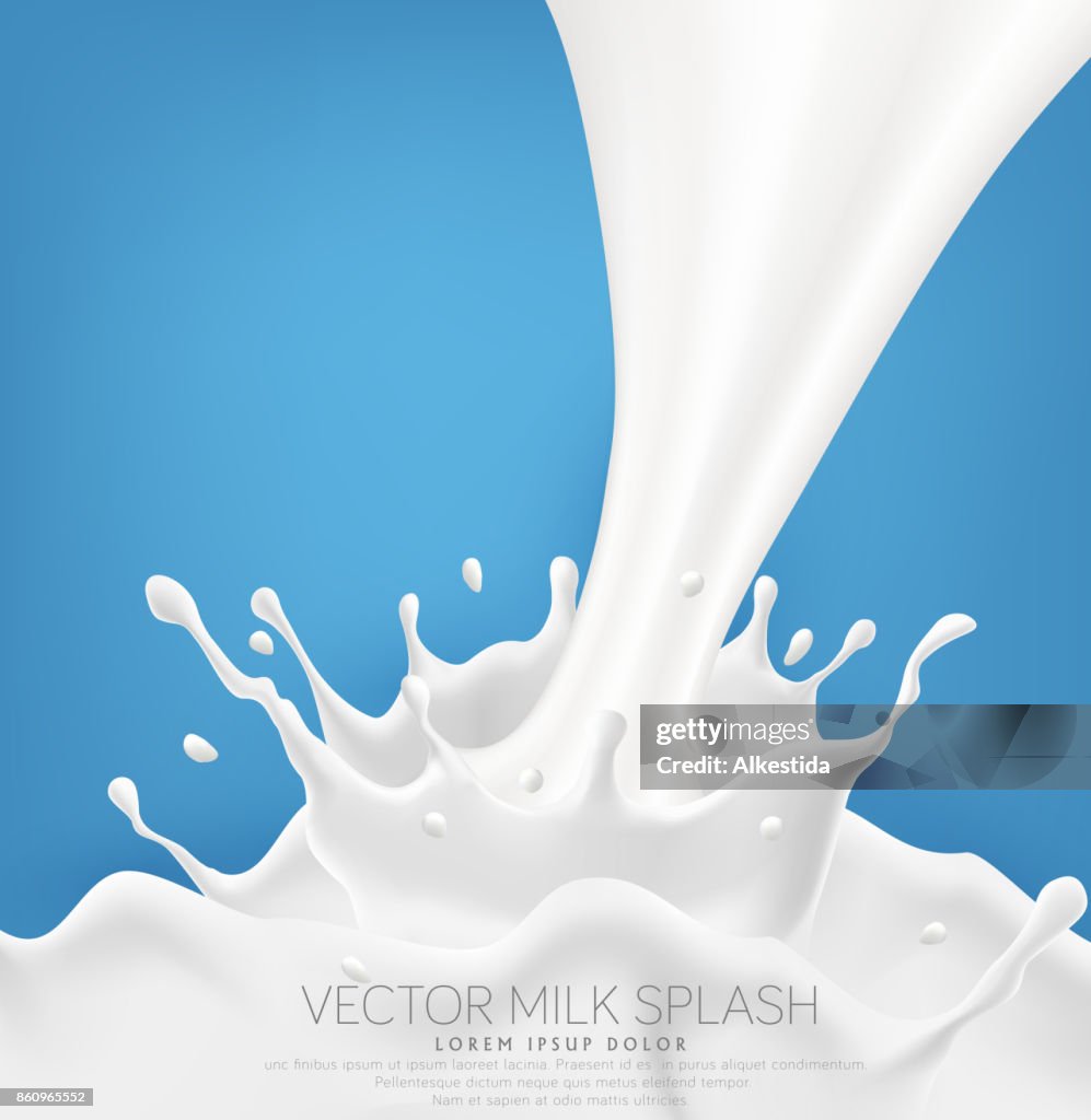 Vector Milk Splash With Splashes Isolated On A Blue Background Element For  Design Advertising Promotion Of Dairy Products High-Res Vector Graphic -  Getty Images