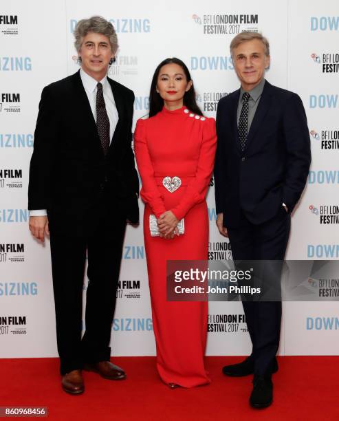 Director Alexander Payne and actors Hong Chau and Christoph Waltz attend the BFI Patron's Gala and UK Premiere of "Downsizing" during the 61st BFI...