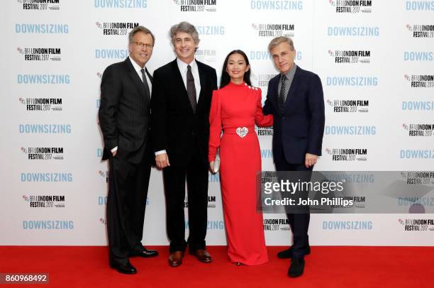 Producer Mark Johnson, director Alexander Payne and actors Hong Chau and Christoph Waltz attend the BFI Patron's Gala and UK Premiere of "Downsizing"...
