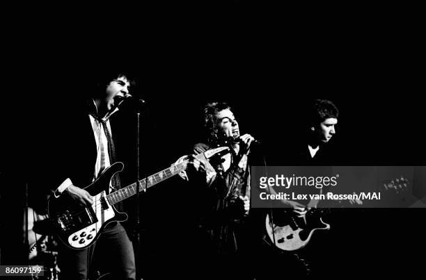 The Sex Pistols perform live on stage at Paradiso in Amsterdam, Netherlands on 5th January 1977. L-R: Glen Matlock, Johnny Rotten , Steve Jones...