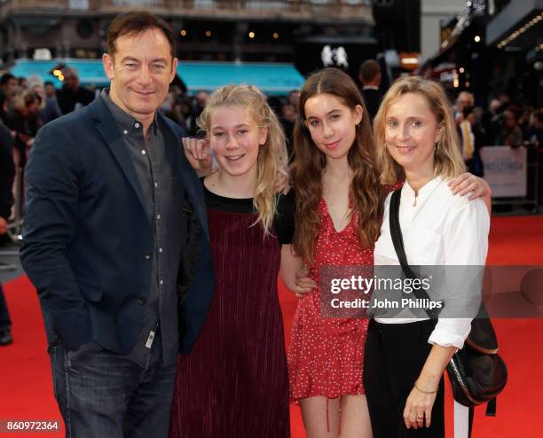 Jason Isaacs with his wife Emma Hewitt and their daughters Lily and Ruby attend the BFI Patron's Gala and UK Premiere of "Downsizing" during the 61st...