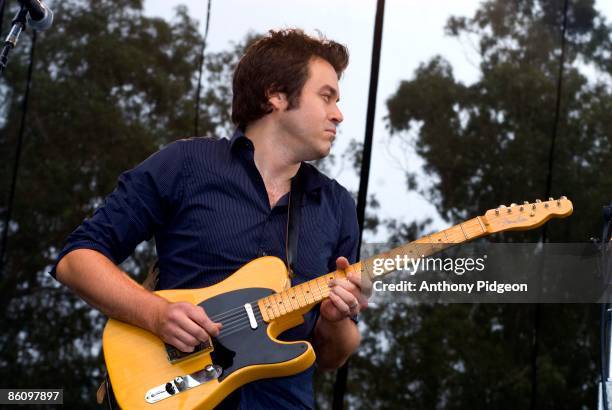 Photo of Tift MERRITT and Scott McCALL, Scott McCall performing on stage at the Hardly Strictly Bluegrass Festival