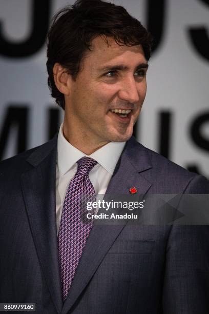 The Prime Minister of Canada, Justin Trudeau arrives to make a speech before the Mexican Senate during his official visit on October 13, 2017 in...