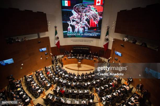 General view of the Mexican Senate during The Prime Minister of Canada, Justin Trudeau's speech within his official visit on October 13, 2017 in...