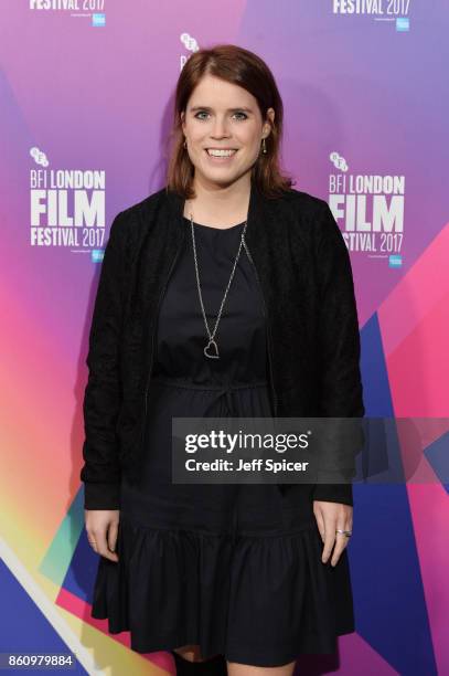 Princess Eugenie of York arrives at the European premiere of "Jane" during the 61st BFI London Film Festival at Picturehouse Central on October 13,...
