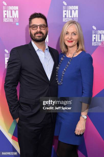 Tim Pastore and Deborah Armstrong arrive at the European premiere of "Jane" during the 61st BFI London Film Festival at Picturehouse Central on...