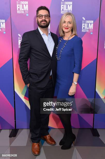 Tim Pastore and Deborah Armstrong arrive at the European premiere of "Jane" during the 61st BFI London Film Festival at Picturehouse Central on...