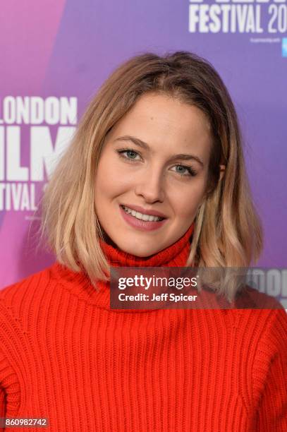 Tess Ward arrives at the Premiere of Jane during the 61st BFI London Film Festival at Picturehouse Central on October 13, 2017 in London, England.