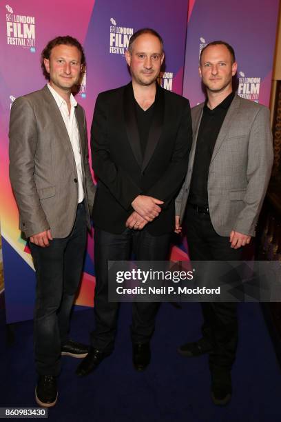 Producer Nick Francis and directors Max Pugh and Marc J Francis attend the screening of "Walk With Me" during the 61st BFI London Film Festival at...