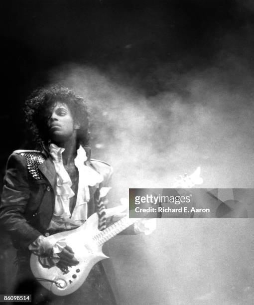 Photo of PRINCE, Prince performing on stage - Purple Rain Tour