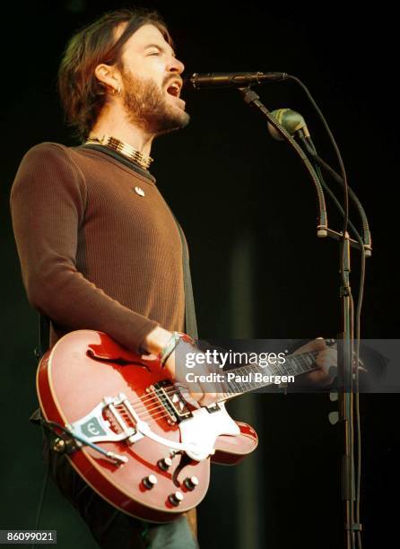 30th JUNE: Courtney Taylor-Taylor from The Dandy Warhols performs live on stage at Parkpop in The Hague on 30th June 2002.