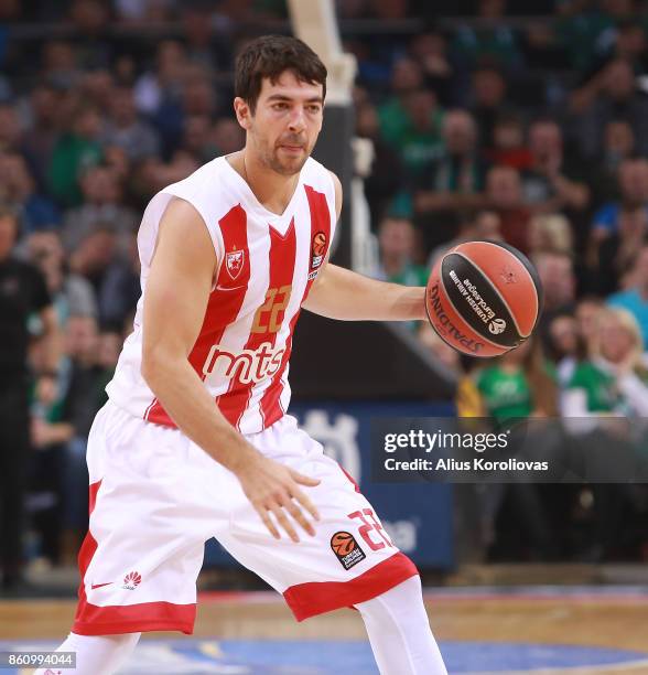 Taylor Rochestie, #22 of Crvena Zvezda mts Belgrade in action during the 2017/2018 Turkish Airlines EuroLeague Regular Season Round 1 game between...