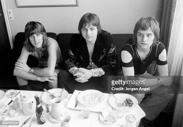 Photo of EMERSON LAKE & PALMER; Emerson, Lake and Palmer - ELP, Keith Emerson, Greg Lake, Carl Palmer, June 9, 1972 Copenhagen Denmark