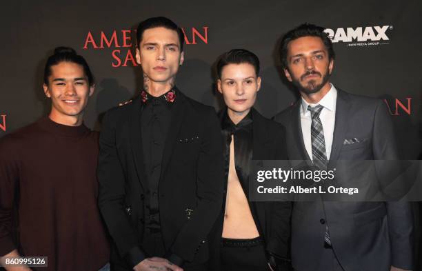 Actors Boo Boo Stewart, Andy Biersack, Jesse Sullivan and Sebastian Gregory arrive for the Premiere Of Miramax's "American Satan" held at AMC...