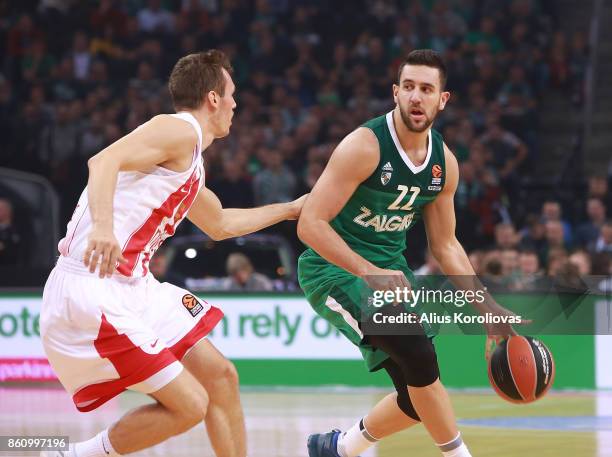 Vasilije Micic, #22 of Zalgiris Kaunas in action during the 2017/2018 Turkish Airlines EuroLeague Regular Season Round 1 game between Zalgiris Kaunas...