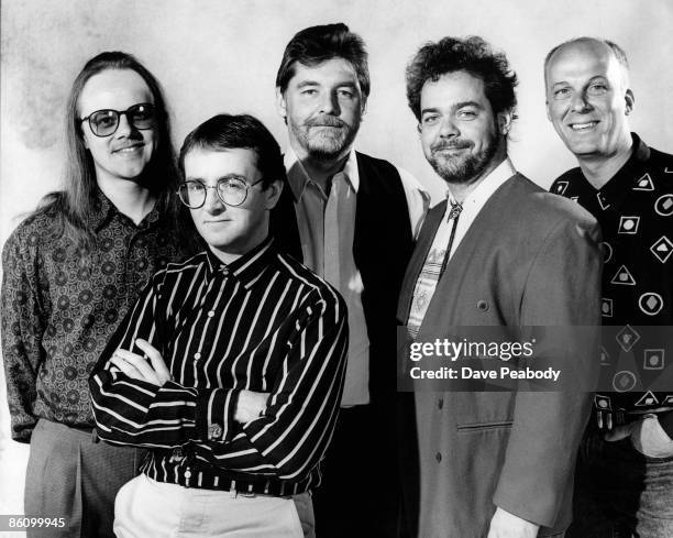 Photo of FAIRPORT CONVENTION; L-R Ric Sanders, Dave Mattacks, Simon Nicol, Martin Allcock, Dave Pegg