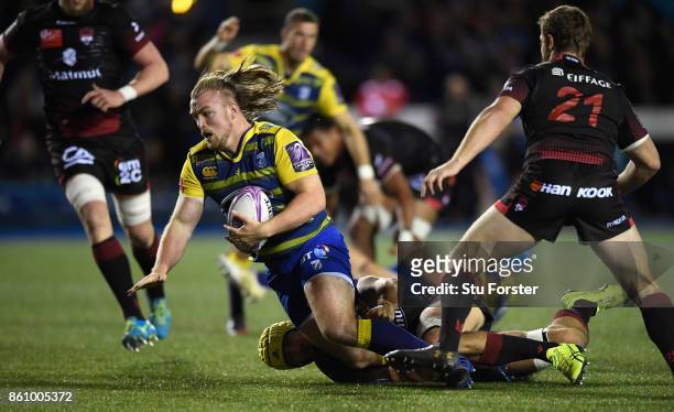 Blues player Kristian Dacey in action during the European Rugby Challenge CUP Match between Cardiff Blues and Lyon at Cardiff Arms Park on October...
