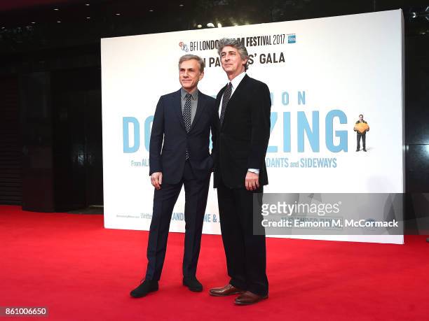 Christoph Waltz and Alexander Payne attend the UK premiere of "Downsizing", the BFI Patron's Gala, during the London Film Festival, on October 13,...