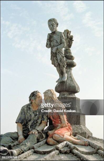 French actress Mélanie Thierry with director and actor Patrick Timsit on the set of his movie Quasimodo d'El Paris, based on the novel Notre Dame de...