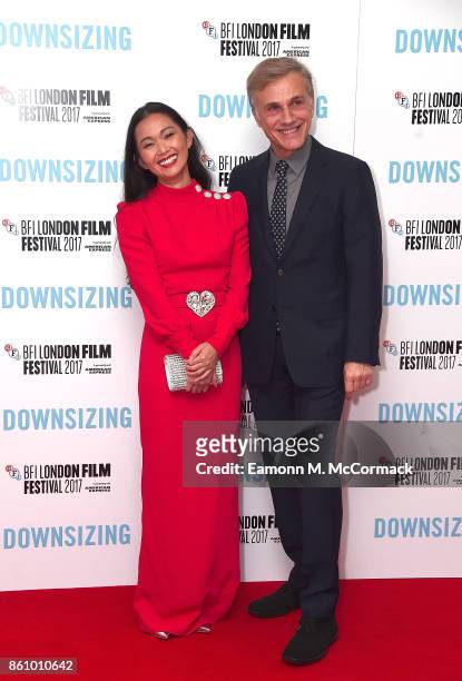 Hong Chau and Christoph Waltz attend the UK premiere of "Downsizing", the BFI Patron's Gala, during the London Film Festival, on October 13, 2017 in...